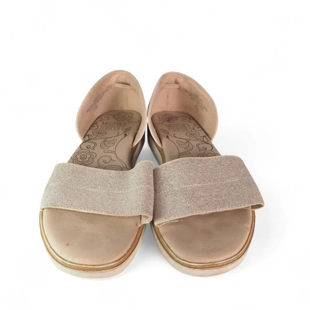 Mootsies Tootsies Penelope Open Toe Sandal Flats Shimmer Gold Women's‎ 8.5M